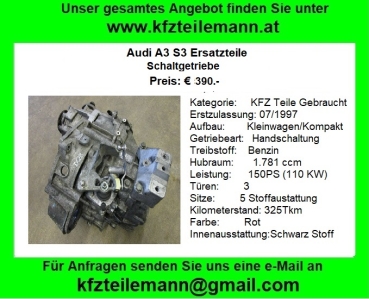 Schaltgetriebe / Getriebe Audi A3 8L S3